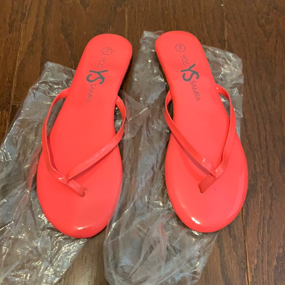 Yosi Samra sandals, size 7, neon pink. Perfect condition. NWOT